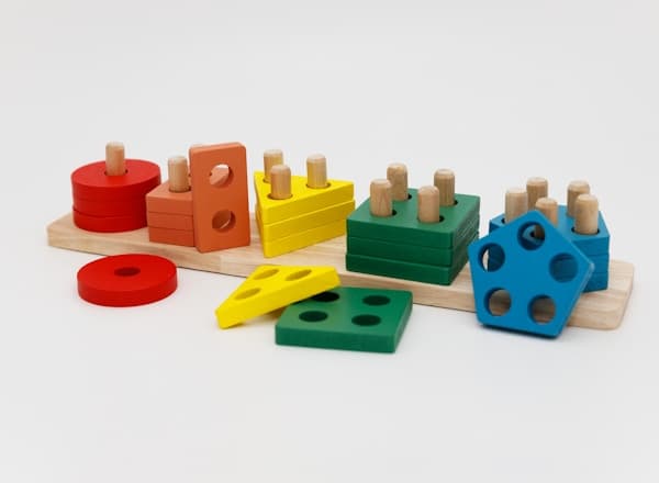 Colourful wooden shape sorter